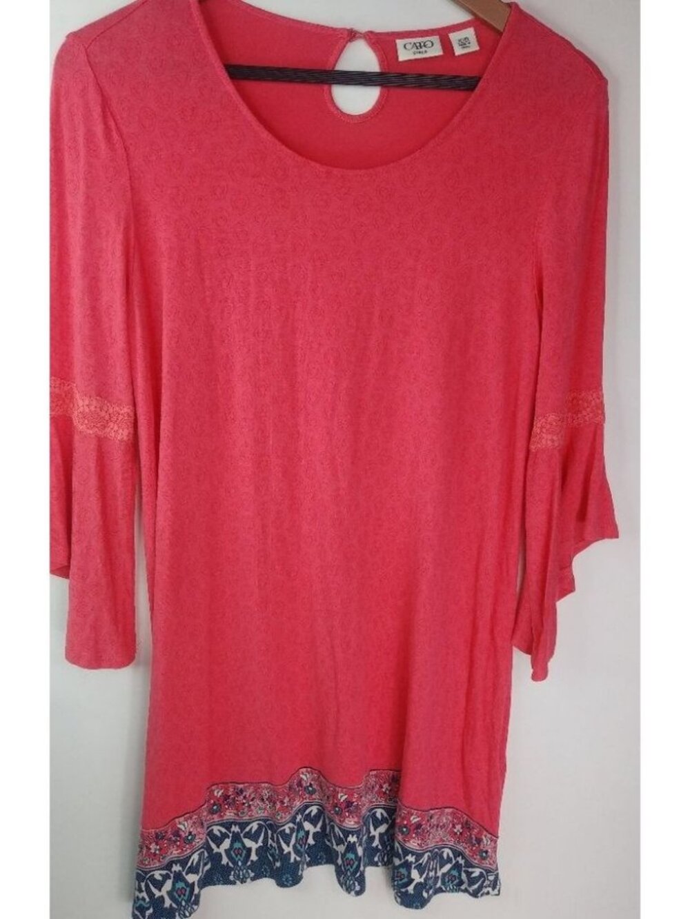 Cato XL 18 Girls Boho Dress in Bright Coral Kids